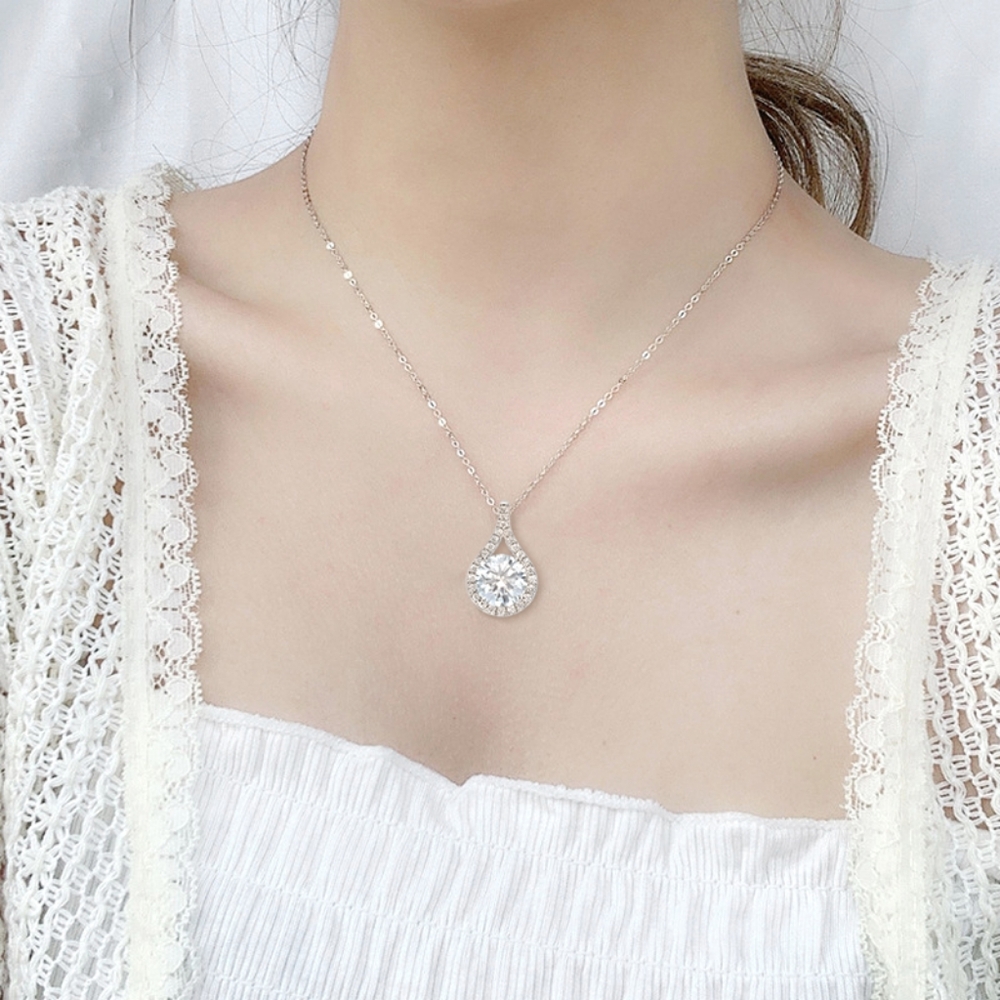 Sterling silver 5ct diamond water drop necklace - Picture 2 of 11
